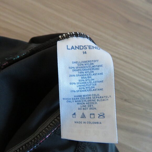 LAND'S END Tropical Floral Ruched Slimming One Piece Swimsuit Black Pink - Sz 14 - Picture 15 of 15